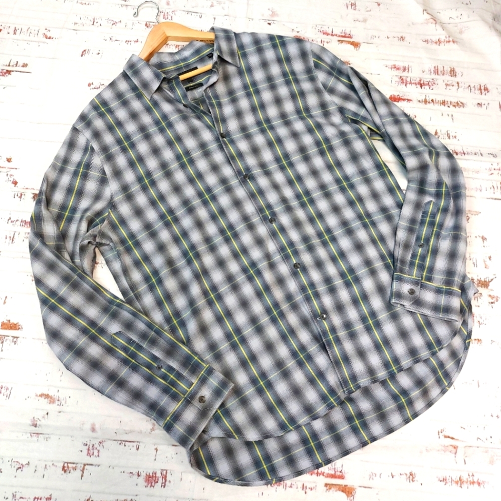 Vince plaid classic fit button down shirt